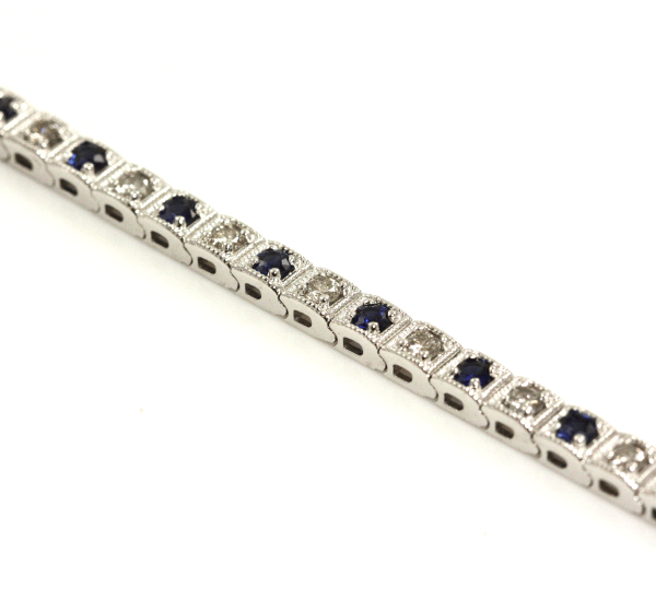 Sapphire diamond bracelet 14k white deals gold